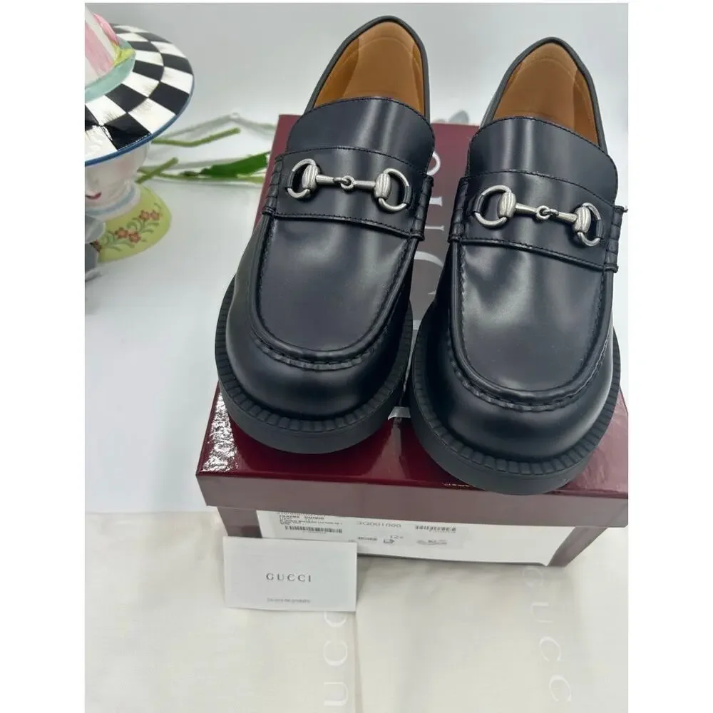 Men's Gucci Leather horse bit loafers size 12.5 fits 13 US made in Italy
